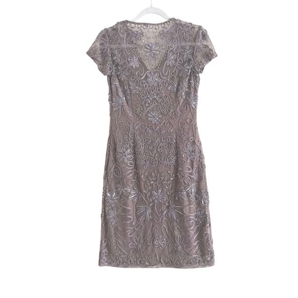 JS Collections Formal Embellished Soutache Sequin Dress 6 V-Neck Cocktail Mini - Picture 4 of 13